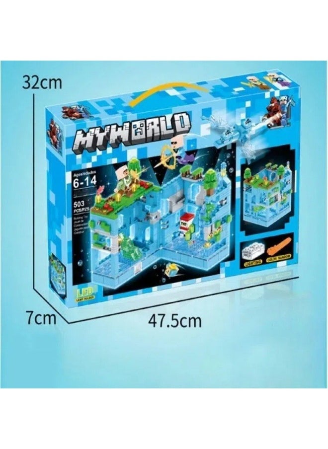 General - Minecraft Underwater City Small Particle Building Blocks/Assembling Toys with Lighting Models A gift for Minecraft Fans - Image 1