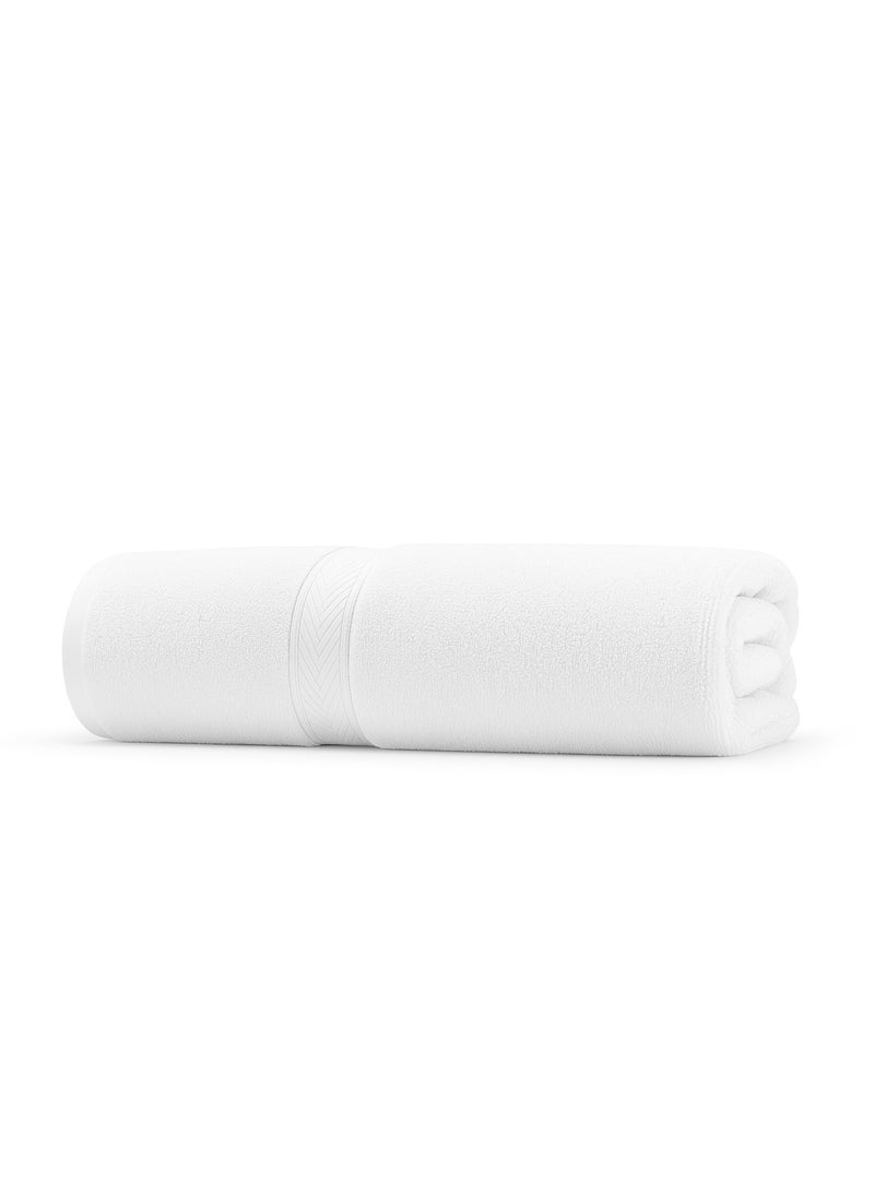 Hotel Linen Klub Prestige Bath Towel - 100% Cotton, 600 GSM Terry Fabric, Soft & Highly Absorbent, Quick-Dry, Elegant Dobby Border, Ring Spun for Spa-Like Comfort, Size: 70x140cm, White - Image 1