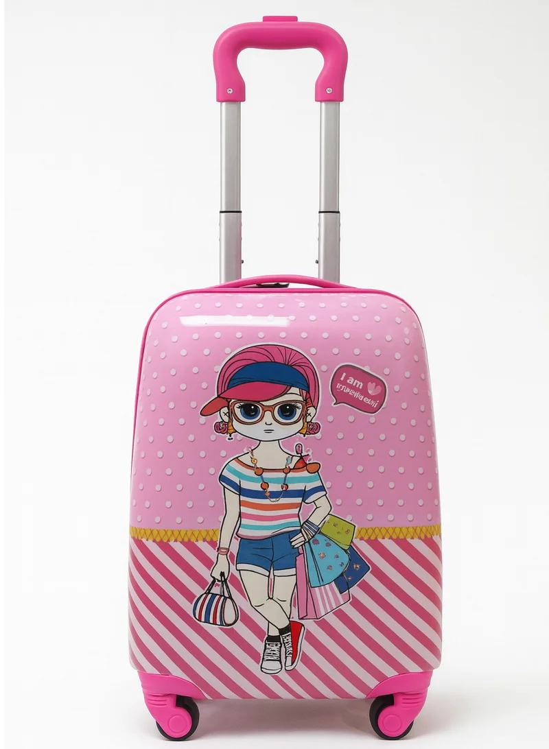 منيك حقيبة سفر بعجلات للأطفال من البولي كربونات الصلب للبنات -  بوصة