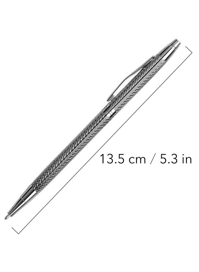 Unibene Slim Metallic Retractable Ballpoint Pens - Carved Silver, Nice Gift For Business Office Students Teachers Wedding Christmas, Medium Point(1 Mm) 6 Pack-Black Ink - Image 3