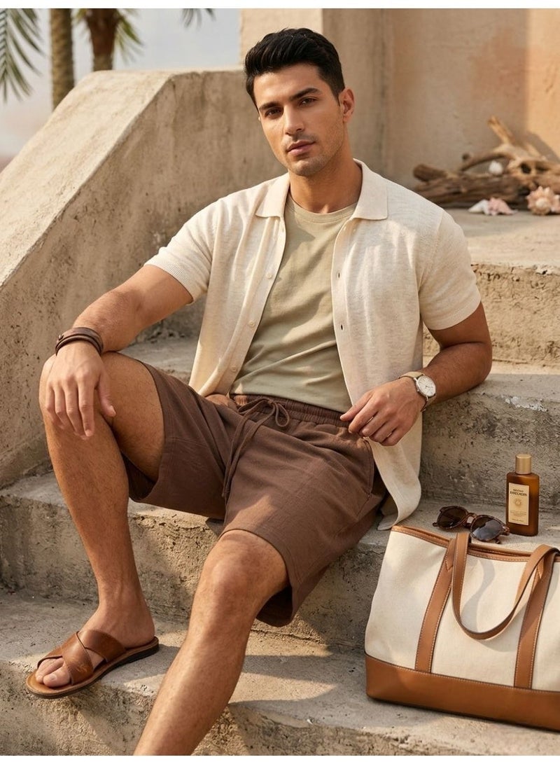 Hikes Men’s Premium Cotton Linen Shorts – Lightweight Breathable Summer Shorts with Elastic Waist & Relaxed Fit - Image 3