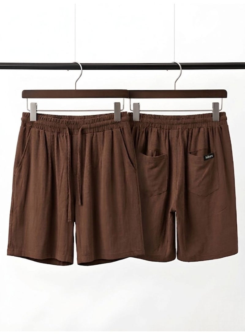 Hikes Men’s Premium Cotton Linen Shorts – Lightweight Breathable Summer Shorts with Elastic Waist & Relaxed Fit - Image 4