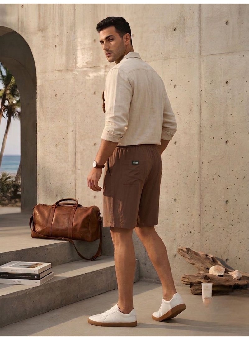 Hikes Men’s Premium Cotton Linen Shorts – Lightweight Breathable Summer Shorts with Elastic Waist & Relaxed Fit - Image 5