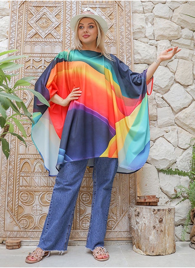 Zmurud Autumn poncho - printed  - Image 3