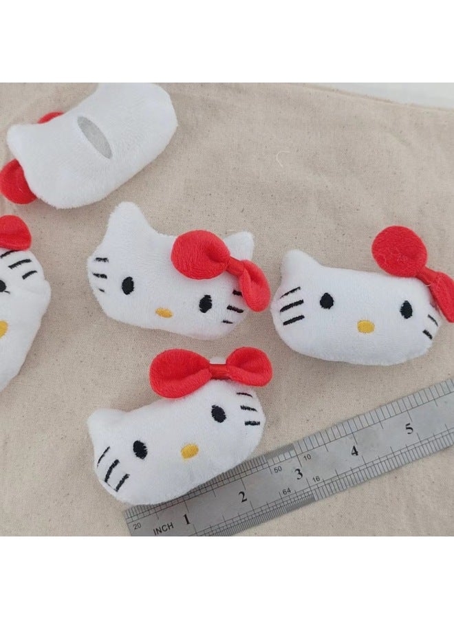 Red Knot Kitty Cartoon Plush Animal DIY Accessories Decorative Accessories Hat Clothing Socks Hairpin Accessories-Color:Curly Kt  - Image 5