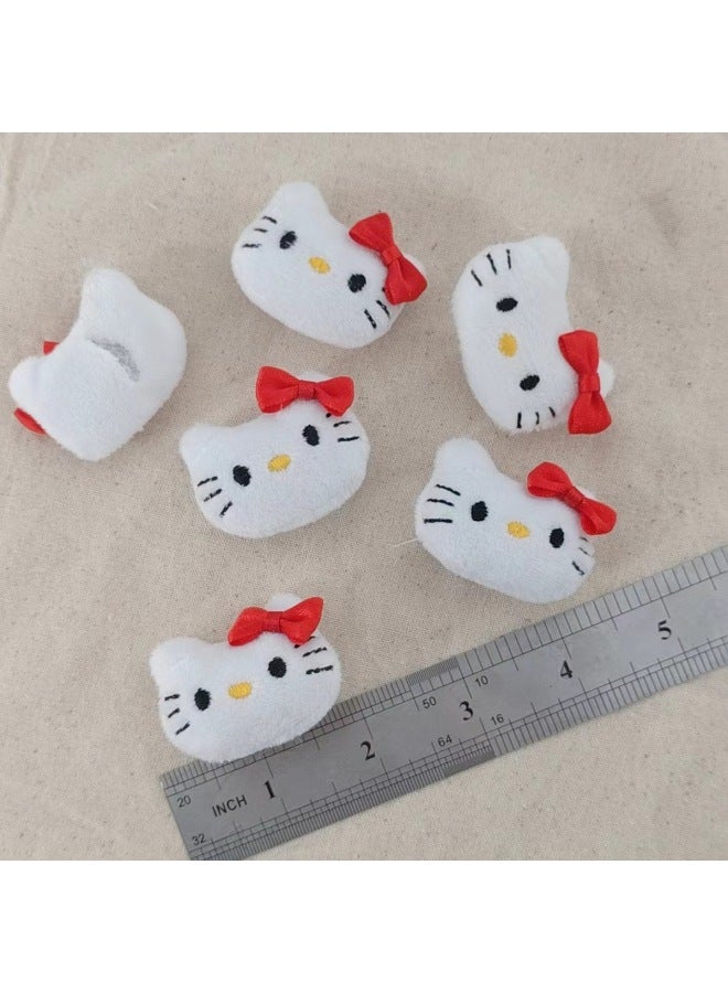 Red Knot Kitty Cartoon Plush Animal DIY Accessories Decorative Accessories Hat Clothing Socks Hairpin Accessories-Color:Curly Kt  - Image 3