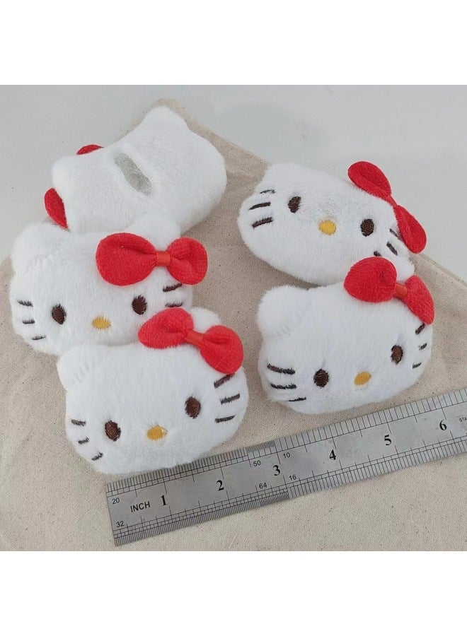 Red Knot Kitty Cartoon Plush Animal DIY Accessories Decorative Accessories Hat Clothing Socks Hairpin Accessories-Color:Curly Kt  - Image 4