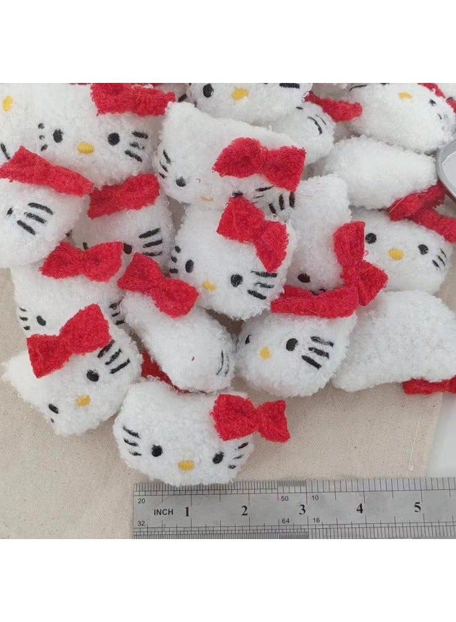 Red Knot Kitty Cartoon Plush Animal DIY Accessories Decorative Accessories Hat Clothing Socks Hairpin Accessories-Color:Curly Kt  - Image 1