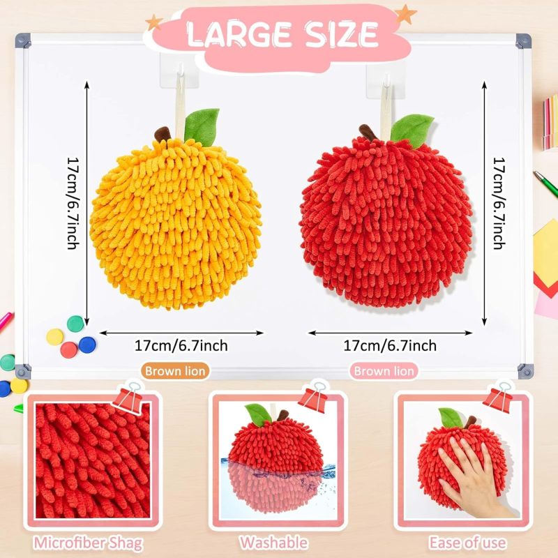 Whiteboard Eraser 2-Pack Double-Sided Microfiber - Soft Surface Protective Apple-Shaped Dry Eraser for Classroom Office Home Teacher Student Supplies - Image 2