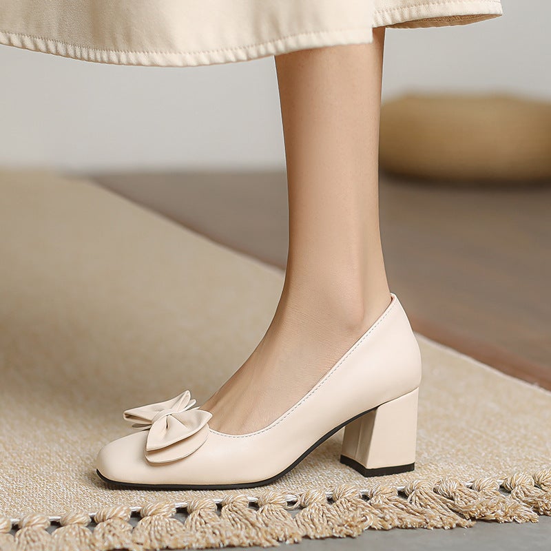 2024 Spring High Heeled Foot Women'S Shoes 32-43 Size Size Sweet Bow Shallow Mouth Single Shoes For Women - Image 5