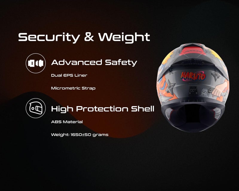 Axor Saber Naruto ISI ECE and DOT Certified Gloss Finish Full Face Helmet for Men with Pinlock Fitted Clear Visor -Black Orange-M - Image 5