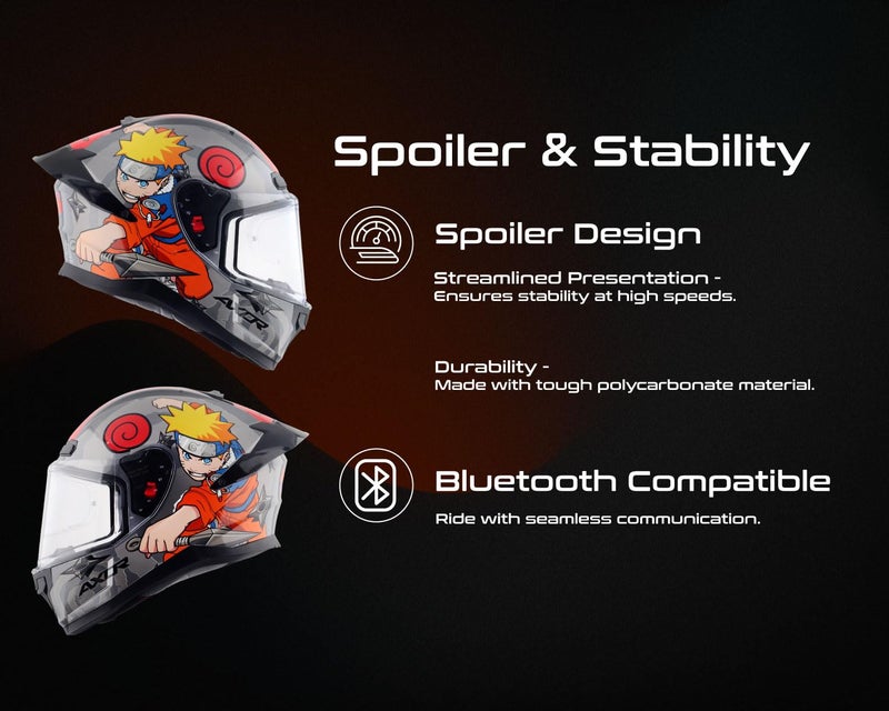 Axor Saber Naruto ISI ECE and DOT Certified Gloss Finish Full Face Helmet for Men with Pinlock Fitted Clear Visor -Black Orange-M - Image 4