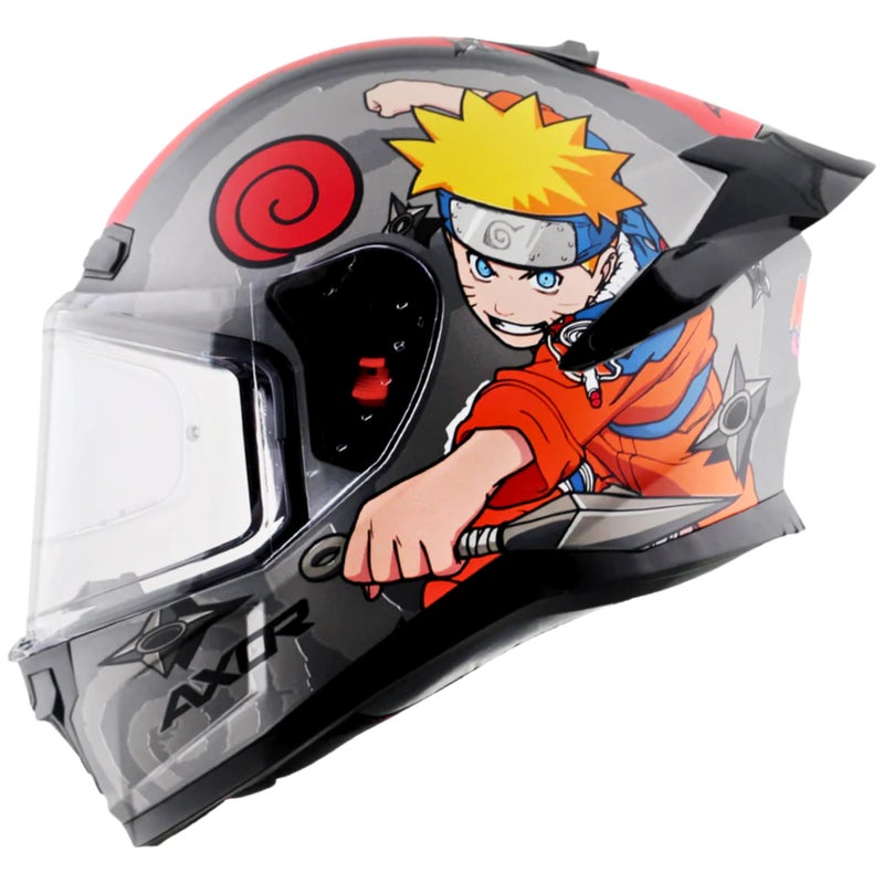 Axor Saber Naruto ISI ECE and DOT Certified Gloss Finish Full Face Helmet for Men with Pinlock Fitted Clear Visor -Black Orange-M - Image 2