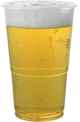 100 x 330ml Half Pint Clear Plastic Cups Disposable Glasses Beer Cups  Strong PET Plastic BPA Free and Recyclable Heavy Duty and Ideal Beer Cups for Festivals BBQs and Football Games