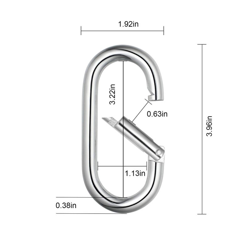 OWAYOTO 4 Inch Carabiner Clip Heavy Duty Spring Snap Hook Oval Shape 2pcs 10x100mm - Image 2