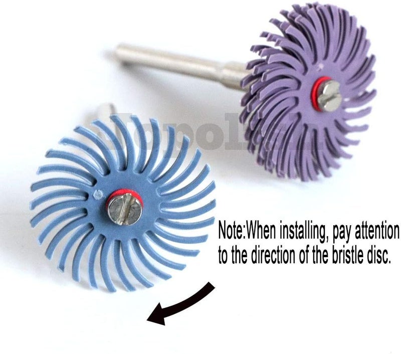 FPPO 30pcs 1 Inch Radial Bristle Disc Kit with 1/8" 3 mm Shank for Rotary Tools,Detail Abrasive Wheel for Jewelry wood metal Polishing, Bristle Buffing Wheel (Grit 80) - Image 3