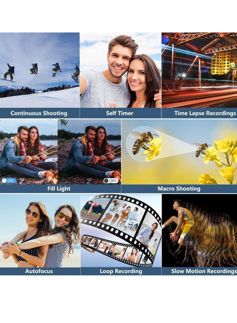 4K Digital Camera for Photography, WiFi 64MP Autofocus Vlogging Camera for YouTube with 3" 180°Flip Screen, 18X Digital Zoom Compact Vlog Travel Camera with 32GB SD Card, Batteries, Black - Image 2