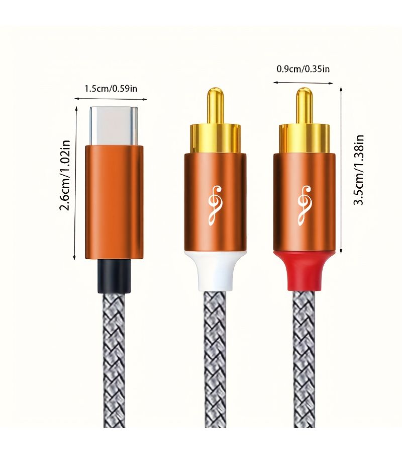 كابل USB-C إلى RCA ستيريو Y محول بطول 51 بوصة (18 بوصة) مناسب لأجهزة iPhone 15، 14، 13، 12، Pixel 6، 8، MacBook Pro، Audible - Image 2