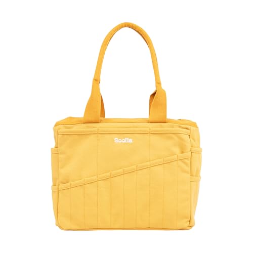 Soolla Studio Bag: Pottery Tool Bag, Art Supply Storage, Knitting Yarn Organizer, Crochet Projects, & Washable Craft Tote, 30 Pockets, 25+ Canvas Colors, Student Artist Gift (Sunset Mustard) - Image 1