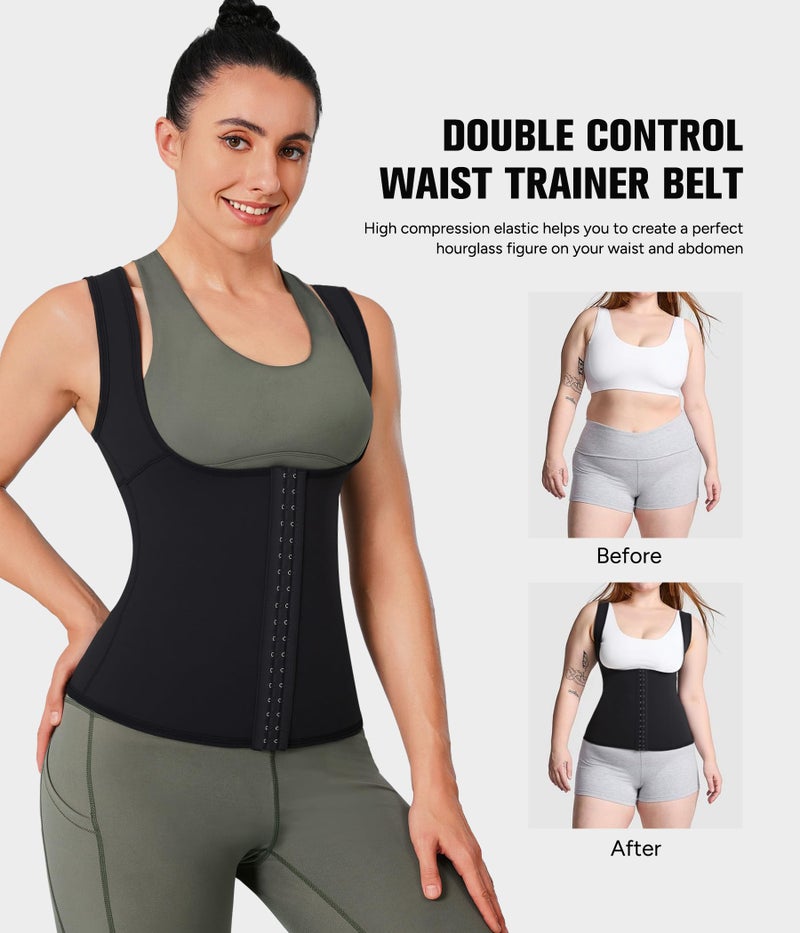 Eleady Best Neoprene Waist Trainer Corset Sweat Vest Weight Loss Body Shaper Workout Tank Tops Women (Black Sauna Suit, Medium) - Image 3