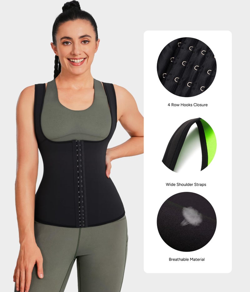 Eleady Best Neoprene Waist Trainer Corset Sweat Vest Weight Loss Body Shaper Workout Tank Tops Women (Black Sauna Suit, Medium) - Image 5