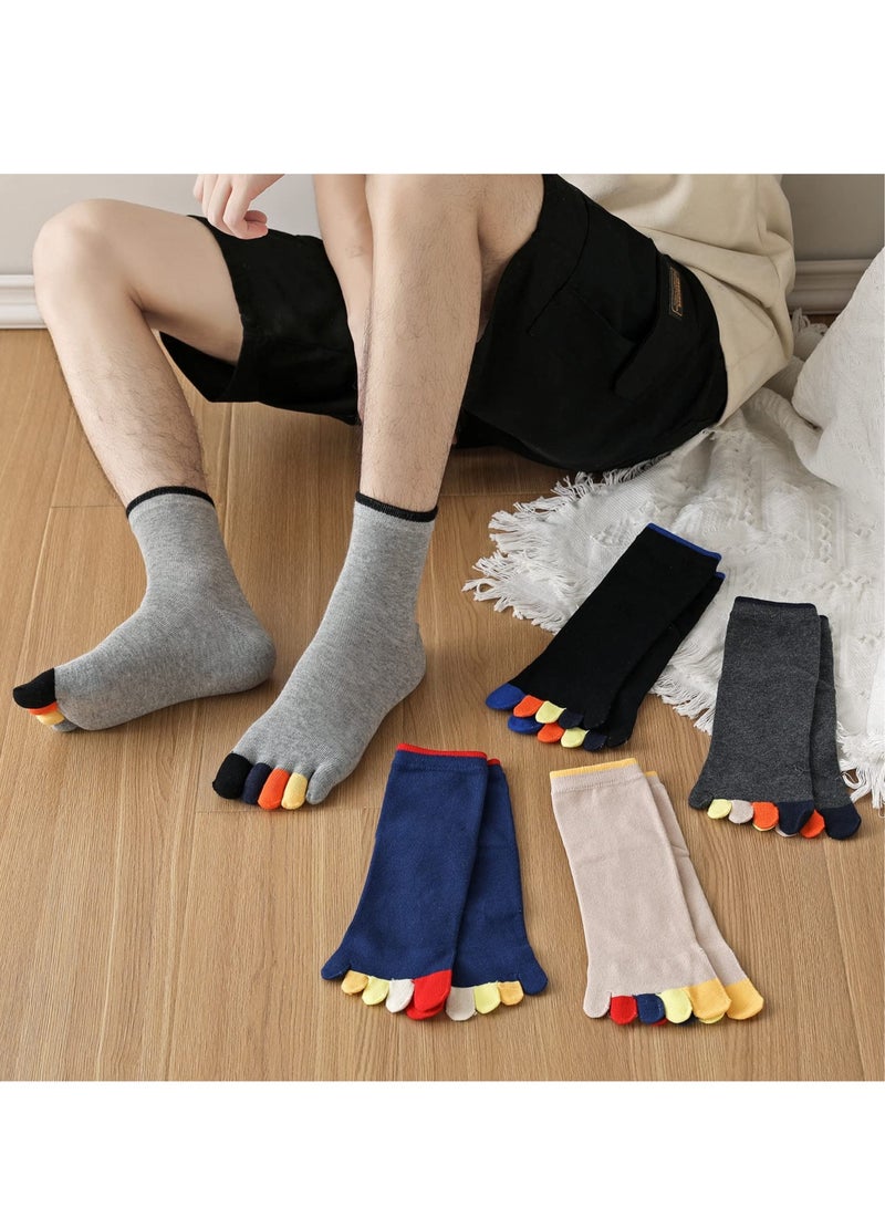 SYOSI Mens Toe Socks Running Five Finger Socks Mini Crew Sport Cotton Socks, 3/4/5 Pairs - Image 4