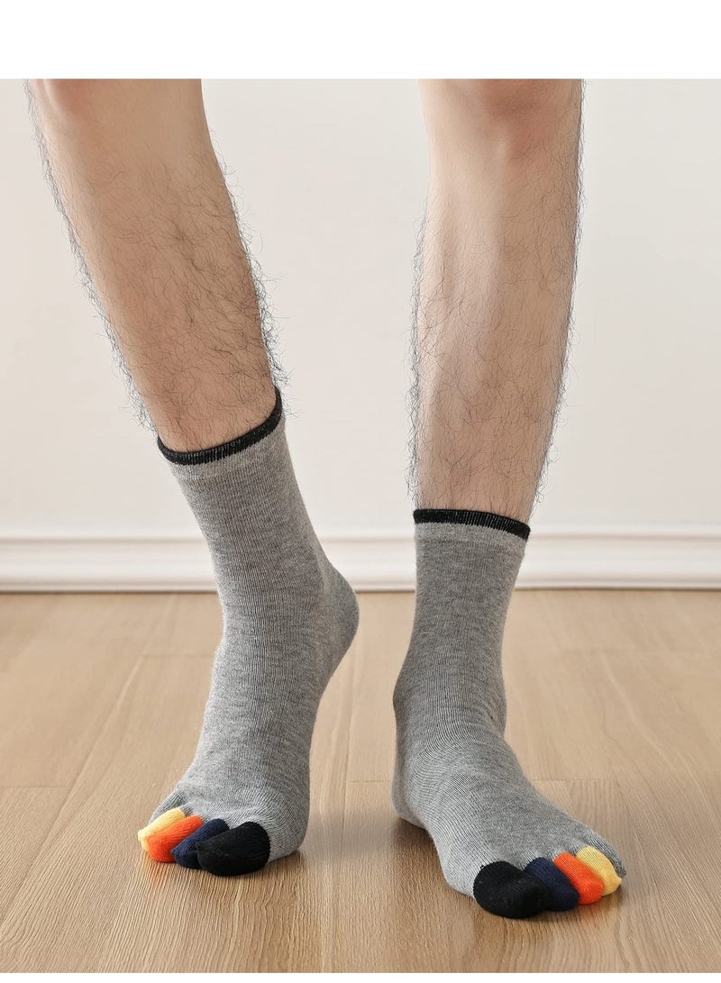 SYOSI Mens Toe Socks Running Five Finger Socks Mini Crew Sport Cotton Socks, 3/4/5 Pairs - Image 2