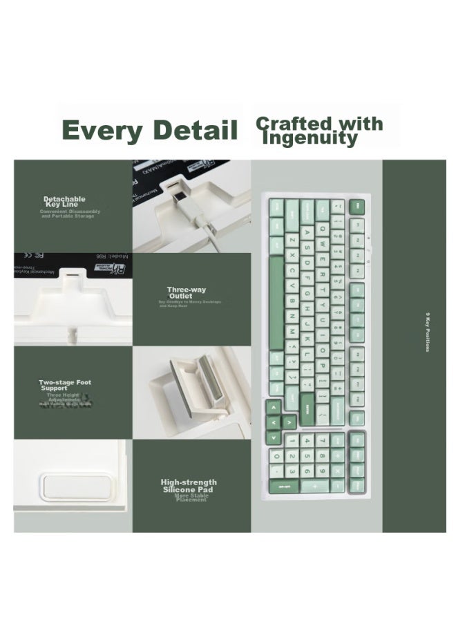 Rk R98 Tri-mode Mechanical Keyboard, Wireless 2.4g Bluetooth Wired, Customizable Gasket Mount, Hot-swappable, 99 Keys, Anti-ghosting, Pbt Keycaps, For E-sports Gaming And Office Use, Air Blue Rgb And Smoky Blue Switches - Image 4