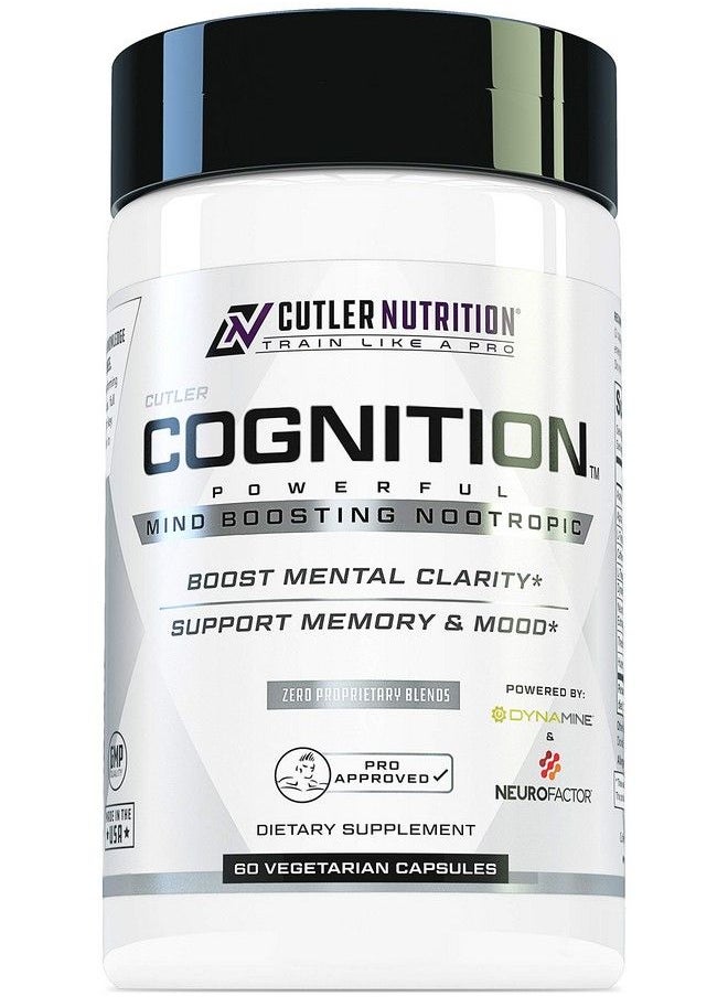 Cutler Nutrition - Cognition High Potency Brain Nootropic Focus Supplement: Best Nootropic And Energy Pills For Mental Clarity Memory Studying Gaming And Work ; Alpha Gpc Dynamine Caffeine L Theanine 60 Count - Image 1