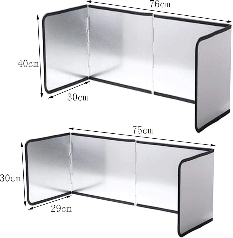 BLURISM Splatter Windshield Stainless Steel Oil Baffle Guard for Kitchen Guard Stove Board for Cooking Oil Splash Insulation Board Nonstick Outdoor Camping Gas Splatter Windshield 4 Side - Image 2