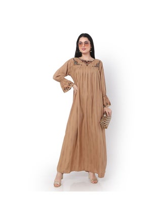 PURE VISCOSE WITH PRINTED AND EMBROIDRED LIGHT BROWN ARABIC JALABIYA KAFTAN DRESS - pzsku/Z19D05AC73E0513B679D2Z/45/_/1691413961/b4b043ed-44f0-464a-8fed-771915b15f67