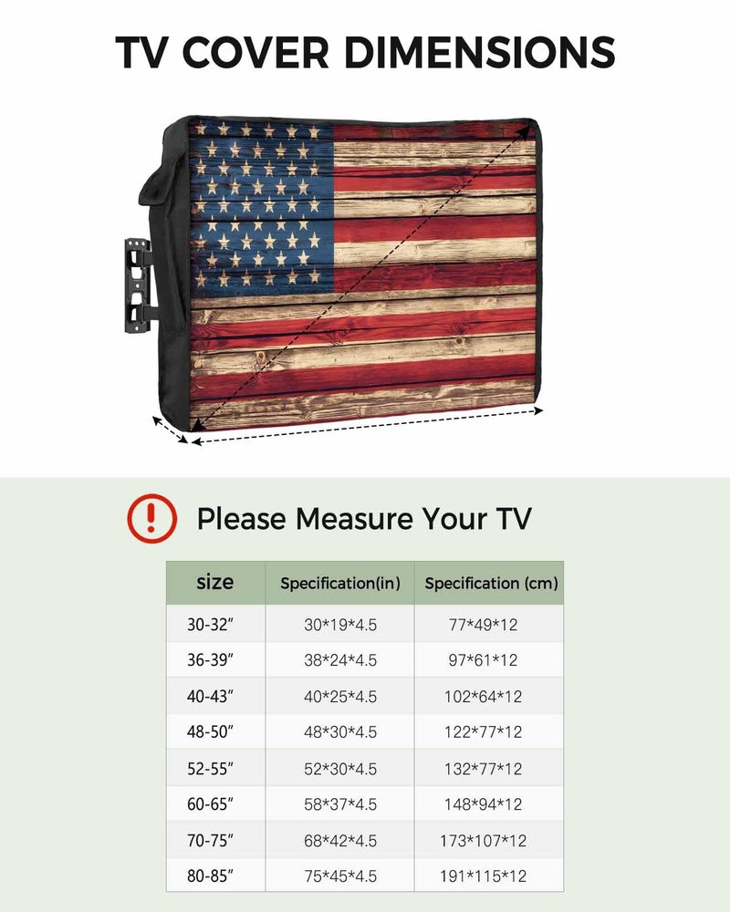 Vintage American Flag Outdoor TV Cover 36 to 39 Inches Weatherproof Waterproof Brown Red Blue - Image 3