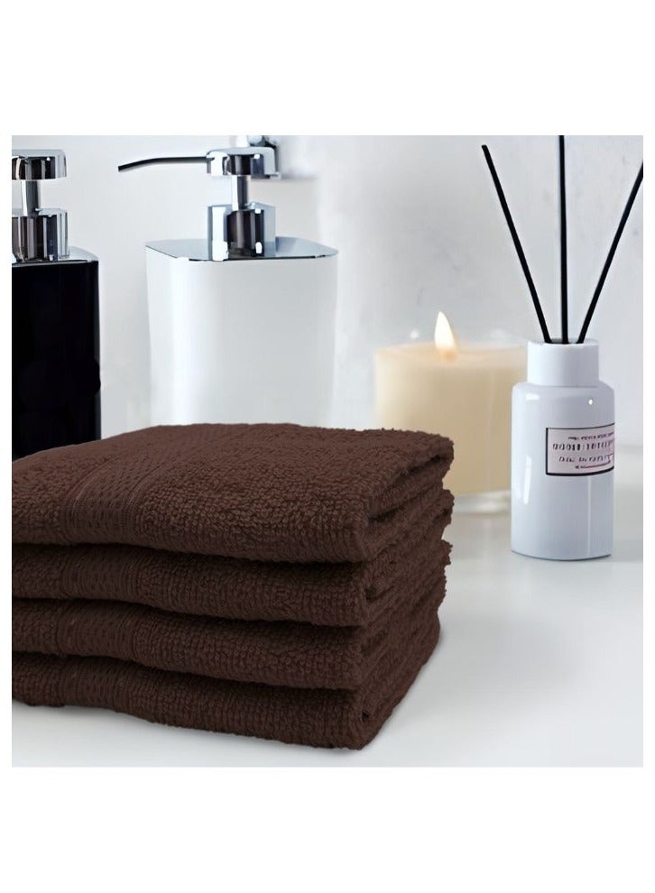 BYFT Daffodil Brown Premium Face Towel(30x30Cm-Set of 12) Cotton, Highly Absorbent and Quick dry, Hotel and Spa Quality Bath linen with Stripe Diamond Dobby-500Gsm  - Image 1