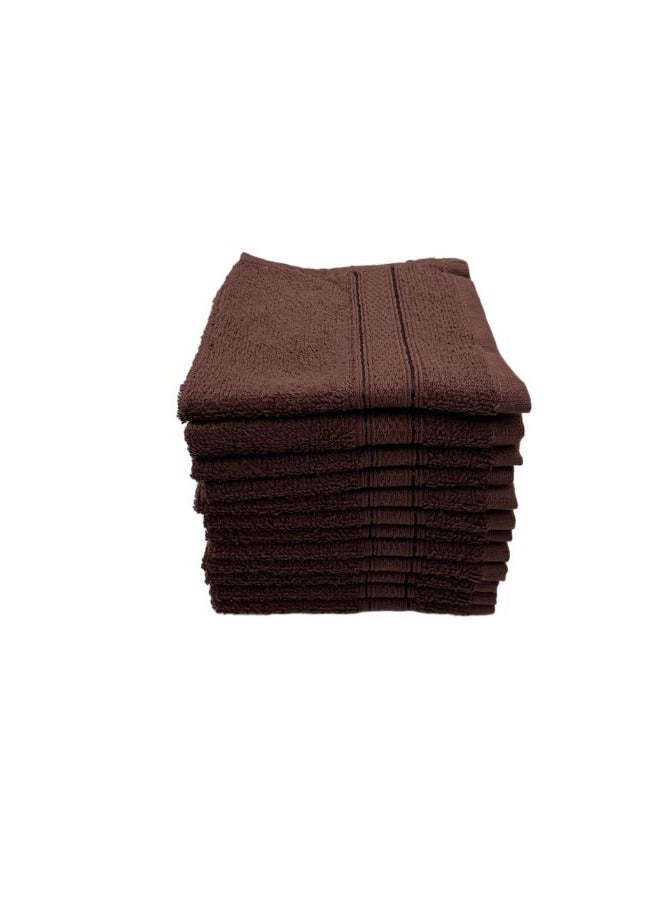 BYFT Daffodil Brown Premium Face Towel(30x30Cm-Set of 12) Cotton, Highly Absorbent and Quick dry, Hotel and Spa Quality Bath linen with Stripe Diamond Dobby-500Gsm  - Image 2