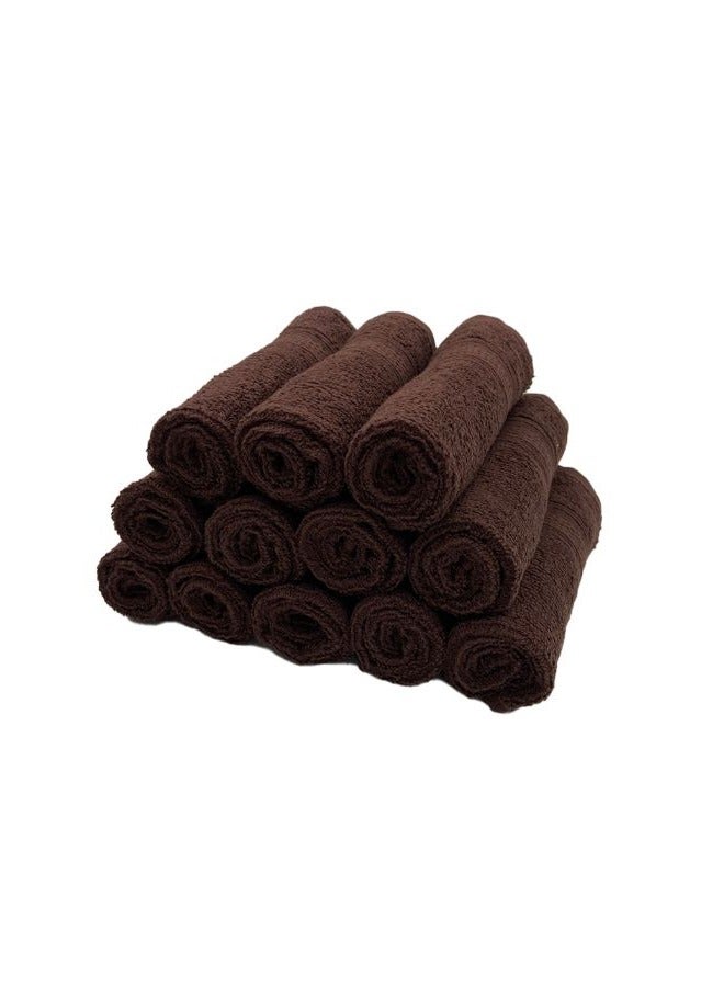 BYFT Daffodil Brown Premium Face Towel(30x30Cm-Set of 12) Cotton, Highly Absorbent and Quick dry, Hotel and Spa Quality Bath linen with Stripe Diamond Dobby-500Gsm  - Image 4