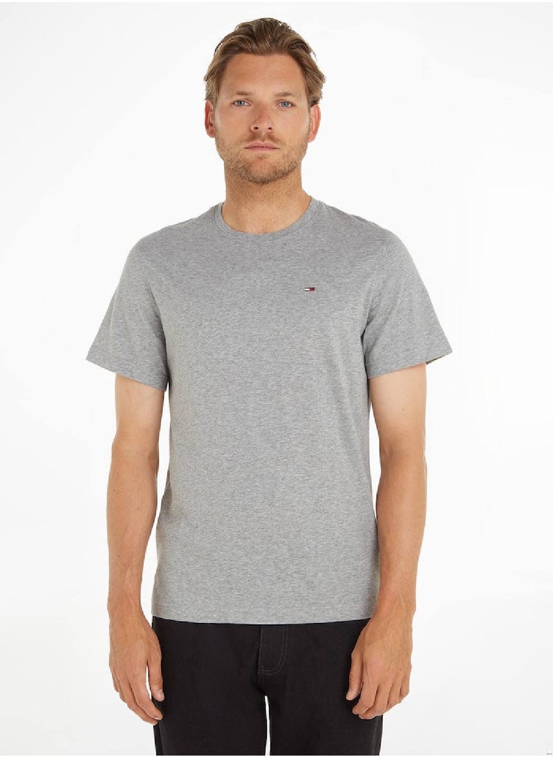 TOMMY HILFIGER Men's Regular Fit Crew T-Shirt, Grey  - Image 1