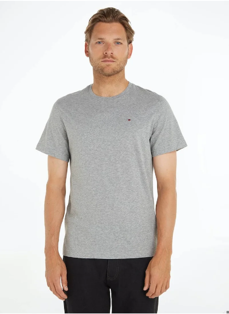 TOMMY HILFIGER Men's Regular Fit Crew T-Shirt, Grey