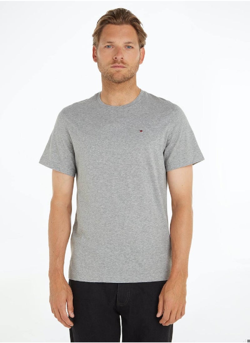 TOMMY HILFIGER Men's Regular Fit Crew T-Shirt, Grey  - Image 2
