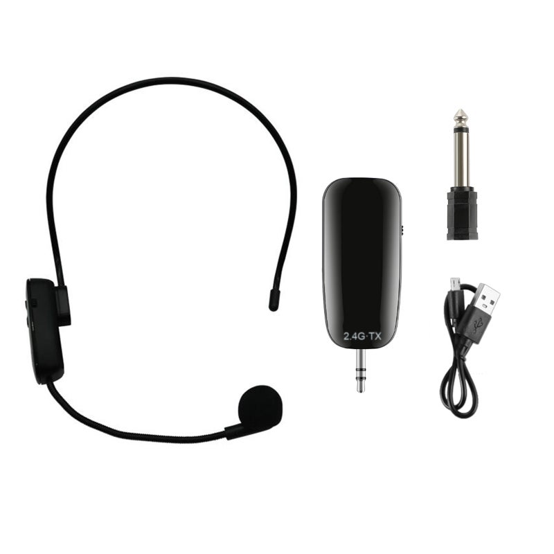 2.4GHz Wireless Microphone Professional Head-Wear Mic Volume Amplifier Microphone Transmitter Receiver Rechargeable Wireless Voice Recording Microphone System 50M Working Range for Speech Teaching - Image 1