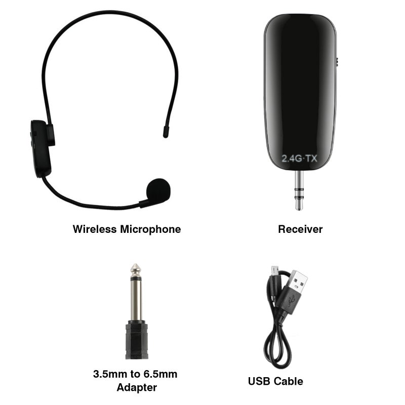 2.4GHz Wireless Microphone Professional Head-Wear Mic Volume Amplifier Microphone Transmitter Receiver Rechargeable Wireless Voice Recording Microphone System 50M Working Range for Speech Teaching - Image 3