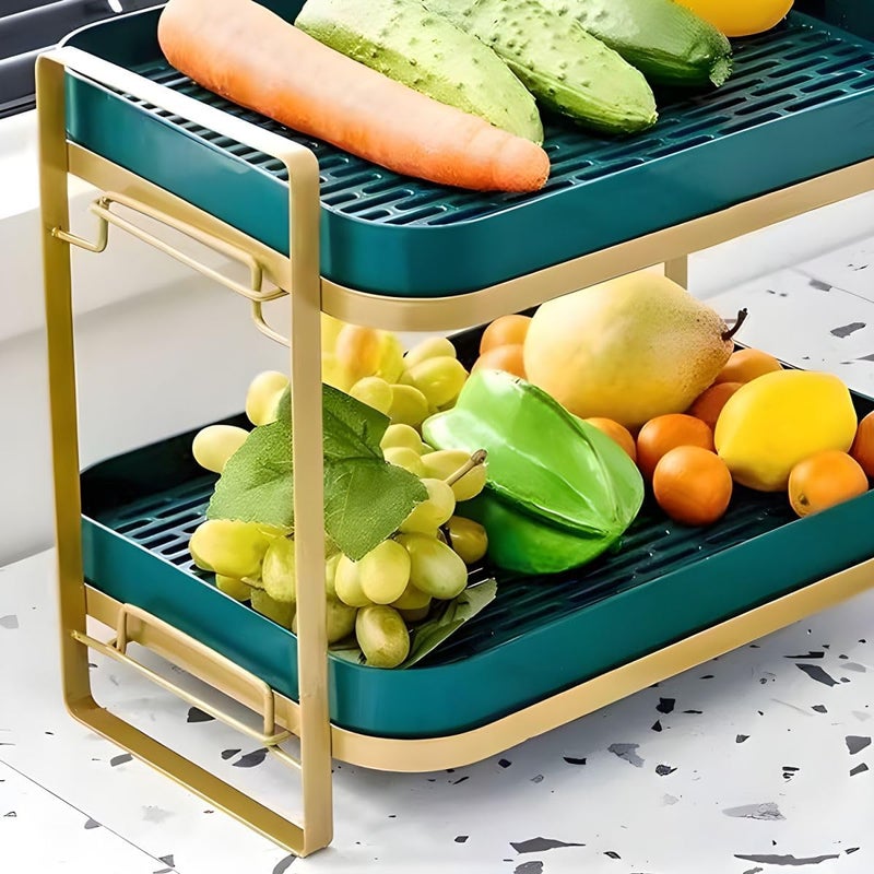 VHG Home TwoTier MultiFunctional Storage Organizer with Removable Drain Tray CupMug Holder Shelf BPA Free - Image 2