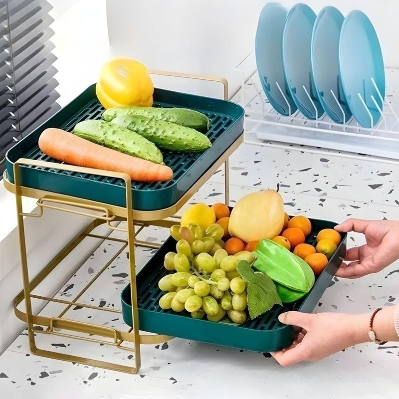 VHG Home TwoTier MultiFunctional Storage Organizer with Removable Drain Tray CupMug Holder Shelf BPA Free - Image 1