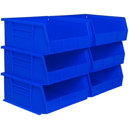 Akro-Mils 30235 AkroBins Plastic Storage Bins, Space-Saving Stackable Bins for Garage, Pantry, Craft Organization, 11" x 11" x 5", Blue, 6-Pack - Image 1