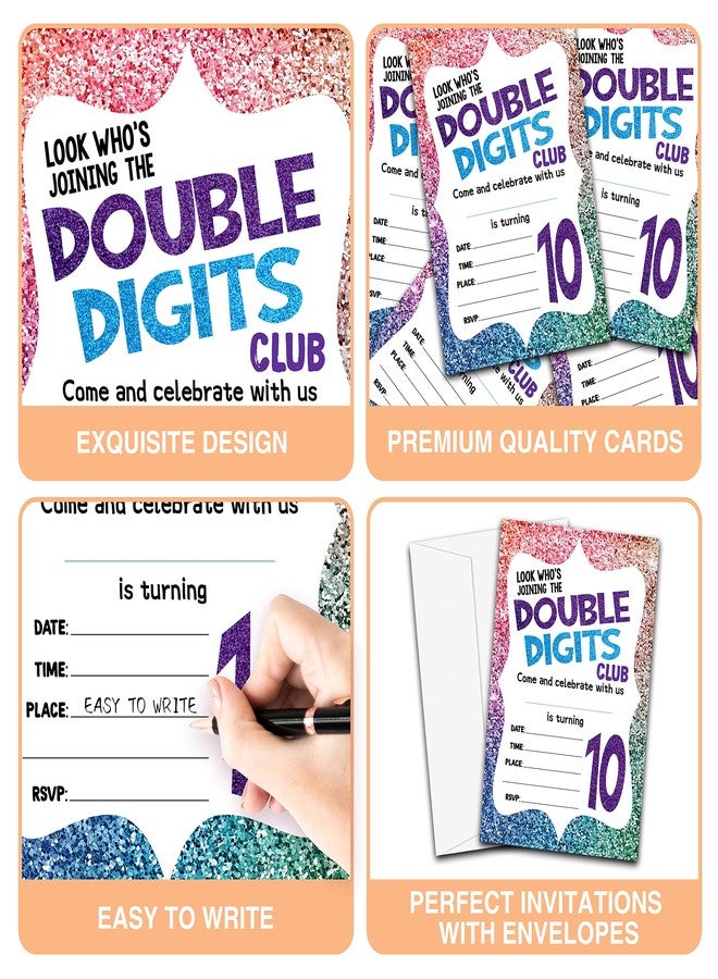 YQV 10th Birthday Party Invitations, 20-Count Fill-in Style Birthday Party Invites With Envelopes-HBYQK-B34 - Image 5