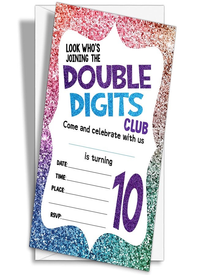 YQV 10th Birthday Party Invitations, 20-Count Fill-in Style Birthday Party Invites With Envelopes-HBYQK-B34 - Image 1
