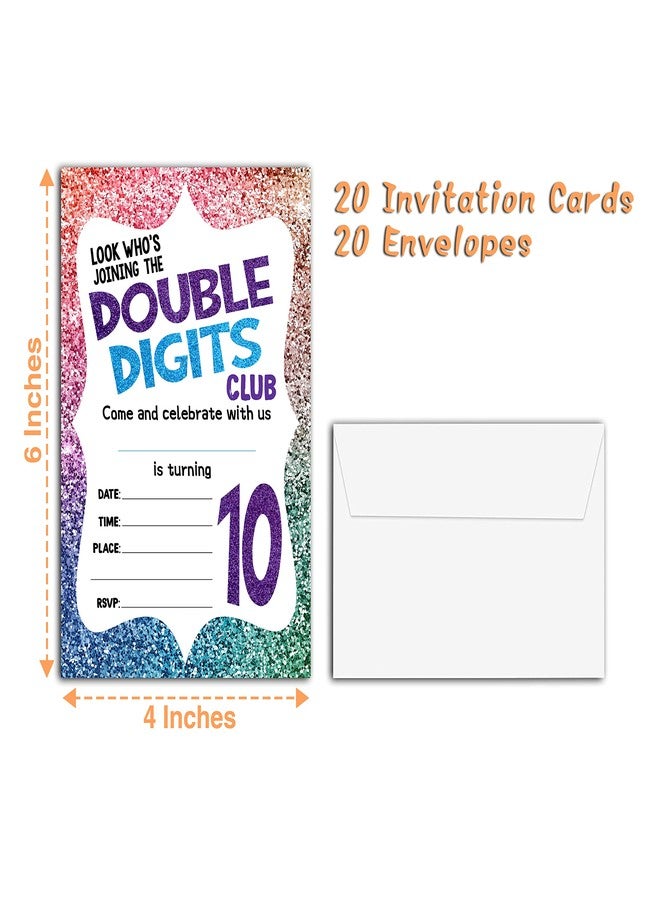 YQV 10th Birthday Party Invitations, 20-Count Fill-in Style Birthday Party Invites With Envelopes-HBYQK-B34 - Image 4