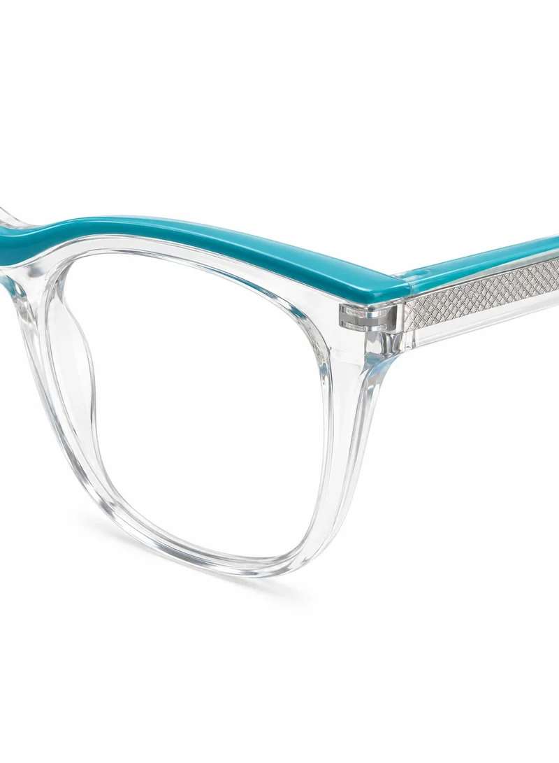 Thugfit Luna Photochromic Cat-Eye Glasses with Clear Frame and Turquoise Accent