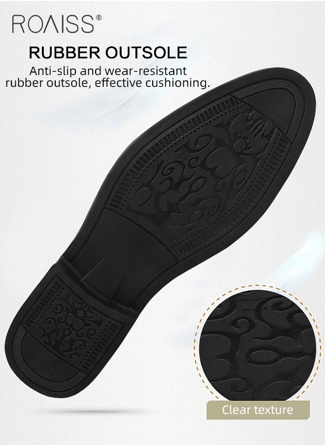 roaiss - Men's Loafers Slip-on Dress Shoes Leather Lined Cushioned Insole Soft Lining Men's Shoes - Image 1