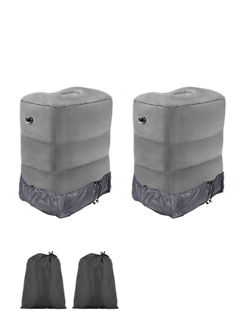 تيويا 2 قطعة وسادة مسند للقدمين قابلة للنفخ، وسادة سفر بالطائرة قابلة للتعديل، وسادة ساق سريعة النفخ لارتفاع الساقين لمكتب المنزل والسفر وسرير الطائرة للأطفال (48*42*26 سم، رمادي) - Image 1