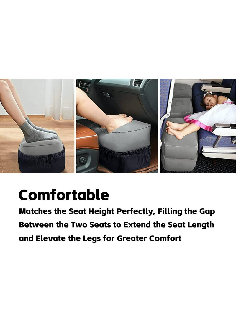 تيويا 2 قطعة وسادة مسند للقدمين قابلة للنفخ، وسادة سفر بالطائرة قابلة للتعديل، وسادة ساق سريعة النفخ لارتفاع الساقين لمكتب المنزل والسفر وسرير الطائرة للأطفال (48*42*26 سم، رمادي) - Image 4